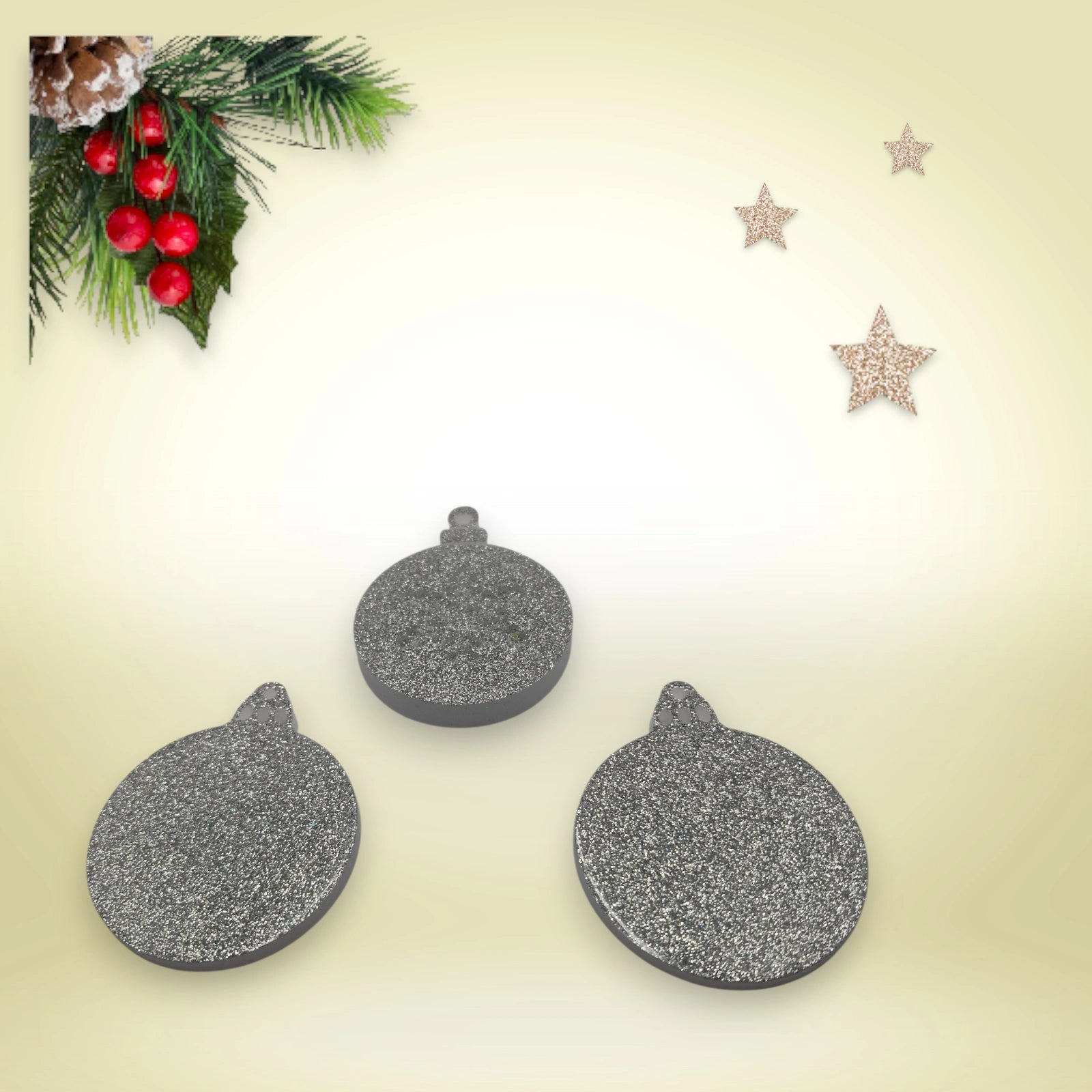 Lot 3 suspensions noël - 2 boules, 1 boule motif flocon