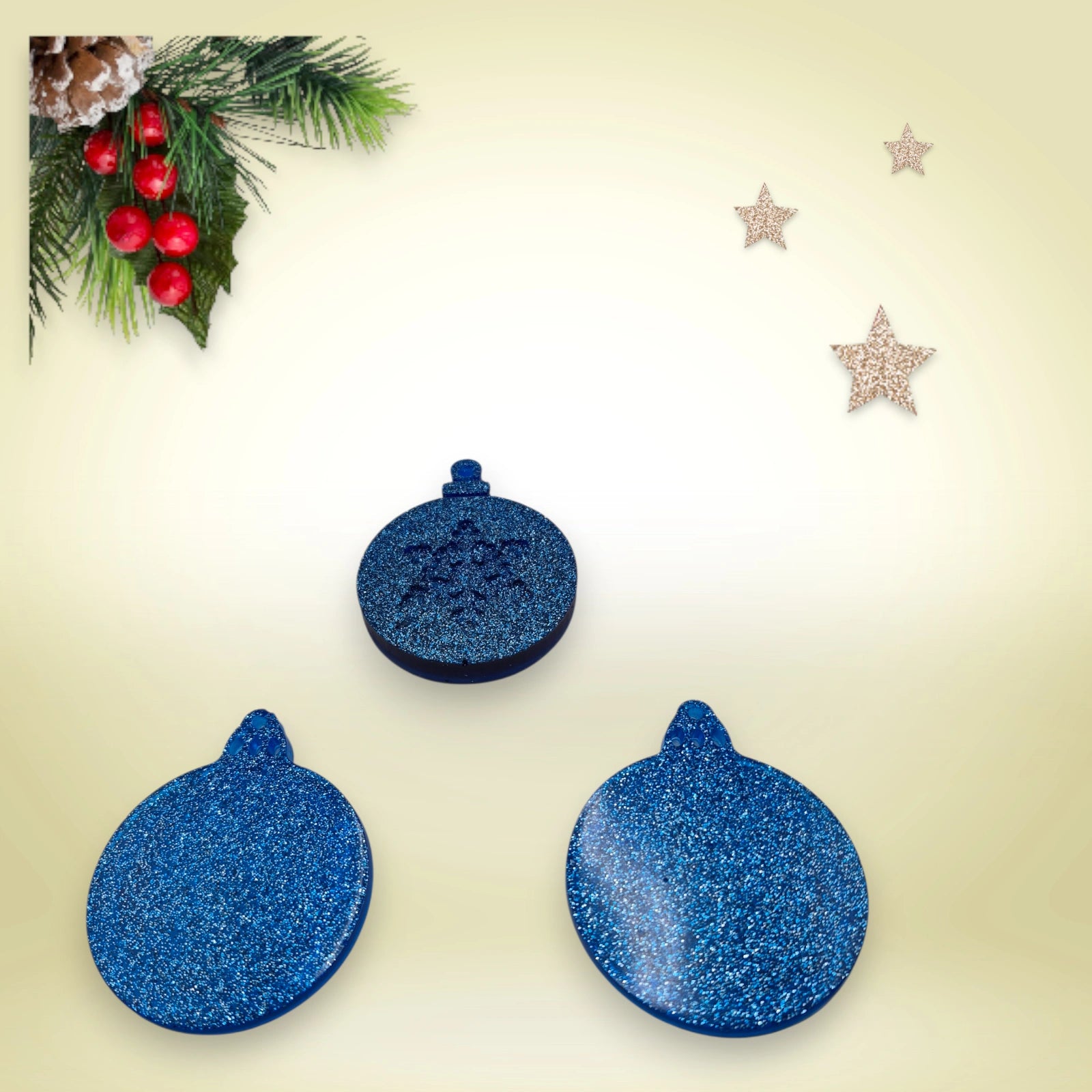 Lot 3 suspensions noël - 2 boules, 1 boule motif flocon